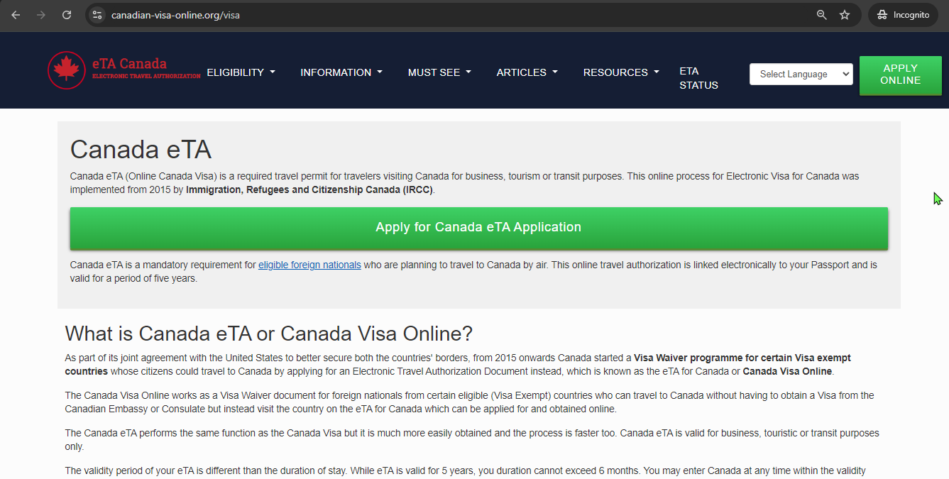 FOR NORWEGIAN CITIZENS – CANADA Canadian Electronic Travel